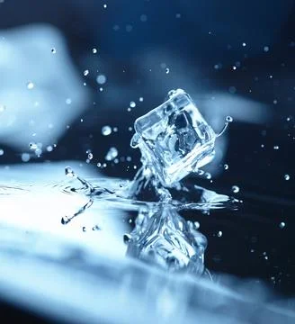 Ice cubes with water splash Foto stock