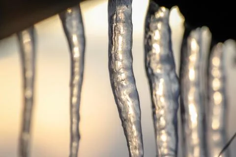 Ice dams or icicles Stock Photos