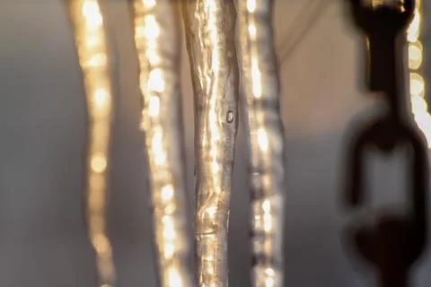 Ice dams or icicles Stock Photos