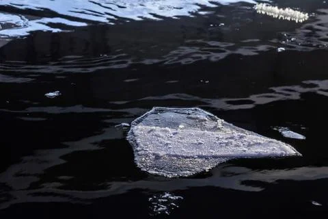 Ice in dark water Stock Photos