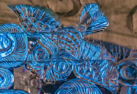 An ice decorative multi colored bird-shaped owl lamp can be used for the New Stock Photos