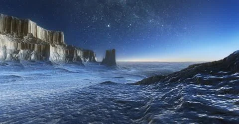 Ice desert at night Stock Illustration