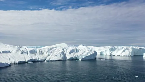 Ice desert shot from above. Polar iceland winter landscape aerial panorama. Froz Stock Footage 263212853
