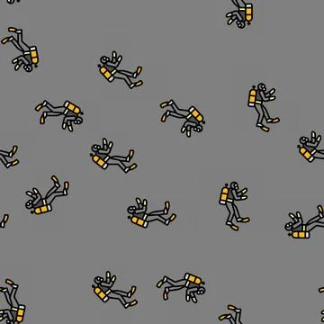 Ice diving winter sport vector seamless pattern Stock Illustration