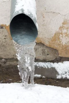 Ice in a drainpipe Foto stock
