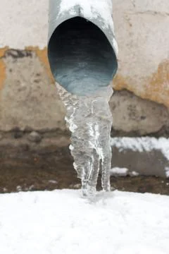 Ice in a drainpipe Foto stock