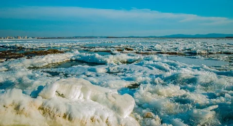 Ice drift on the Amur river 2 Stock Footage 108281834
