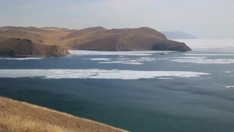 Ice drift on Lake Baikal in spring. Timelapse Stock Footage 219446978