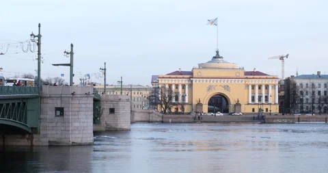 Ice drift on Neva river in Saint Petersburg, Russia Video stock 88256841