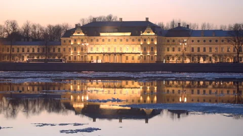 Ice drift on Neva river in St. Petersburg, Russia Stock Footage 48398430