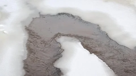 Ice drift on the river flooding global warming snow melting Stock-Footage 313493754