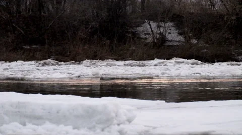 Ice drift on the river Stock Footage 61871454