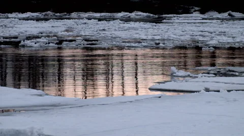 Ice drift on the river Stock Footage 61871559