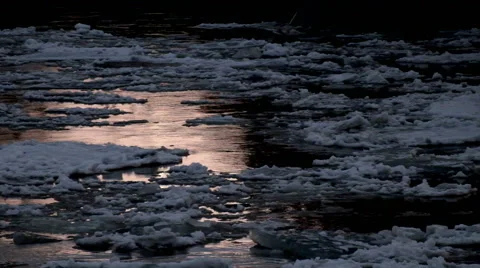Ice drift on the river Stock Footage 61871772