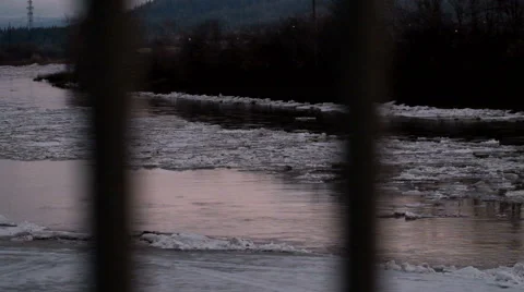 Ice drift on the river Stock Footage 61871774