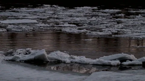 Ice drift on the river Stock Footage 61871887