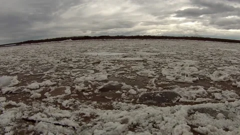 Ice Drift on the River Stock Footage 123353184