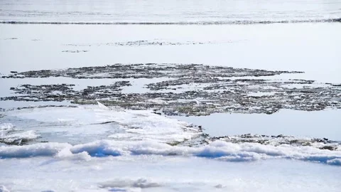 Ice drift on river Stock Footage 237384077