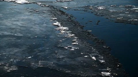 Ice drift on river Stock Footage 321241996