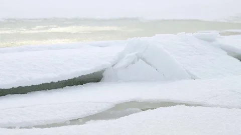 Ice drift on river Vidéo 342388039