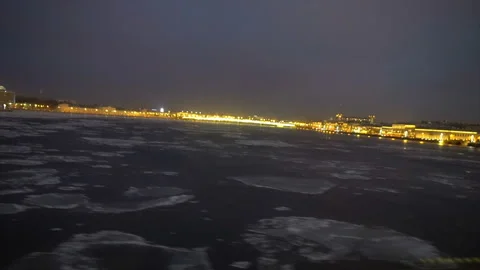 Ice drift on the river Neva Video stock 99520915