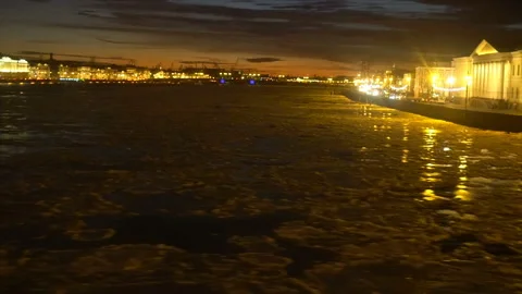 Ice drift on the river Neva Stock Footage 99521070