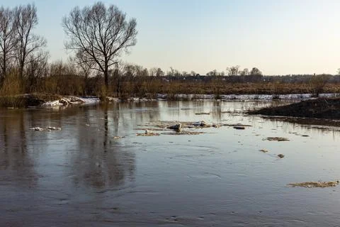Ice drift on the river Stock Photos