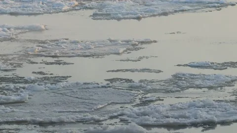 Ice drift on the river in severe frost Stock Footage 236978403