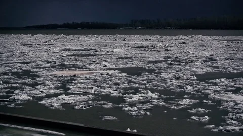 Ice drift on the river in Siberia Stock Footage 75074180