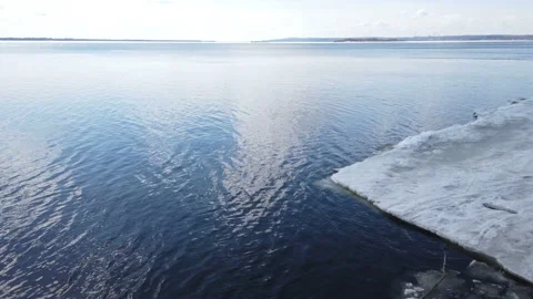 Ice drift on the river in spring. Sunny day in April. Stock Footage 151837922