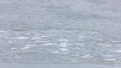 Ice drift on the river in the springtime. Video stock 168507110