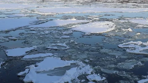 Ice drift on the river. Winter Stock Footage 212956907