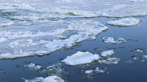 Ice drift on the river. Winter Stock Footage 236541919