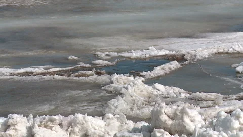 Ice drift in the spring on the river ice large Stock-Footage 88676177