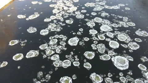 Ice Drift In Vilnius, Lithuania. River Neris. Stock Footage 167699938