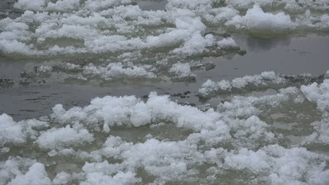 Ice drifting on river in spring Stock Footage 103469491