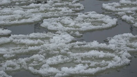 Ice drifting on river in spring Stock Footage 103474266