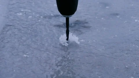 Ice drilling Stock Footage 145758345