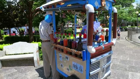 Ice Drink Old Man Working Stock Footage 198601704
