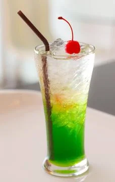 Ice drink whith red cherry Stock Photos