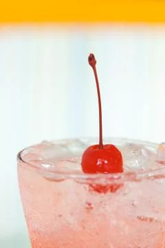Ice drink whith red cherry Stock Photos