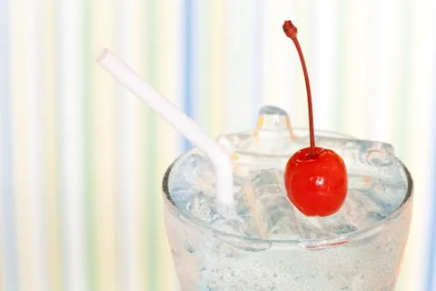 Ice drink whith red cherry Stock Photos