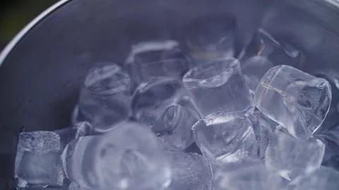 Ice for drinks in a bucket close-up Stock Footage 220167883