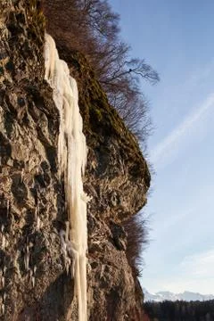 Ice fall with blue sky Stock Photos