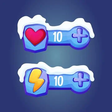 Ice fantasy interface winter template game menu life with heart shape button and Stock Illustration