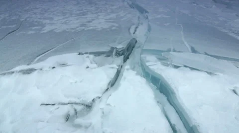 Ice field rift Stock Footage 30443331