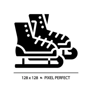 Ice figure skating pixel perfect black glyph icon 库存插图