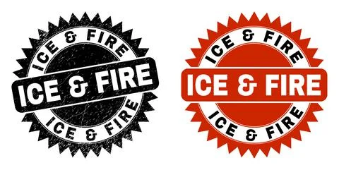 ICE &amp; FIRE Black Rosette Seal with Corroded Style Stock Illustration
