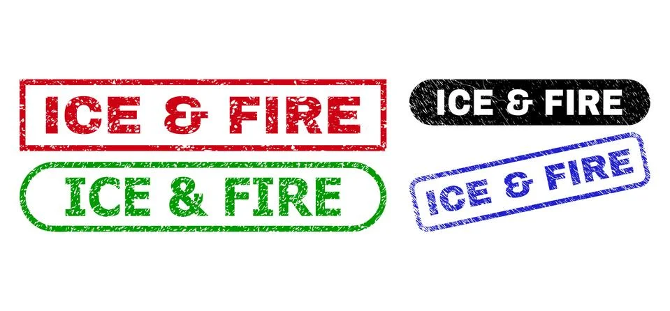 ICE &amp; FIRE Rectangle Seals with Corroded Style Stock Illustration
