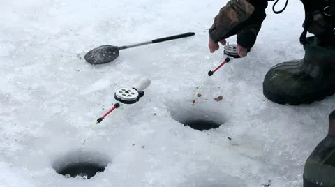 Ice fishing Stock Footage 10792425